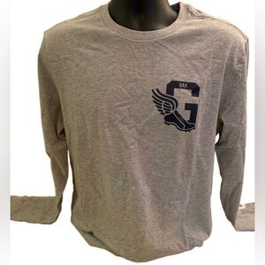 Men’s Gap Athletic Logo T-Shirt Crew Neck Long-sleeved Medium Gray